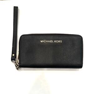 Michael Kors Multi Grain Wallet in Black and Gold Tone Hardware